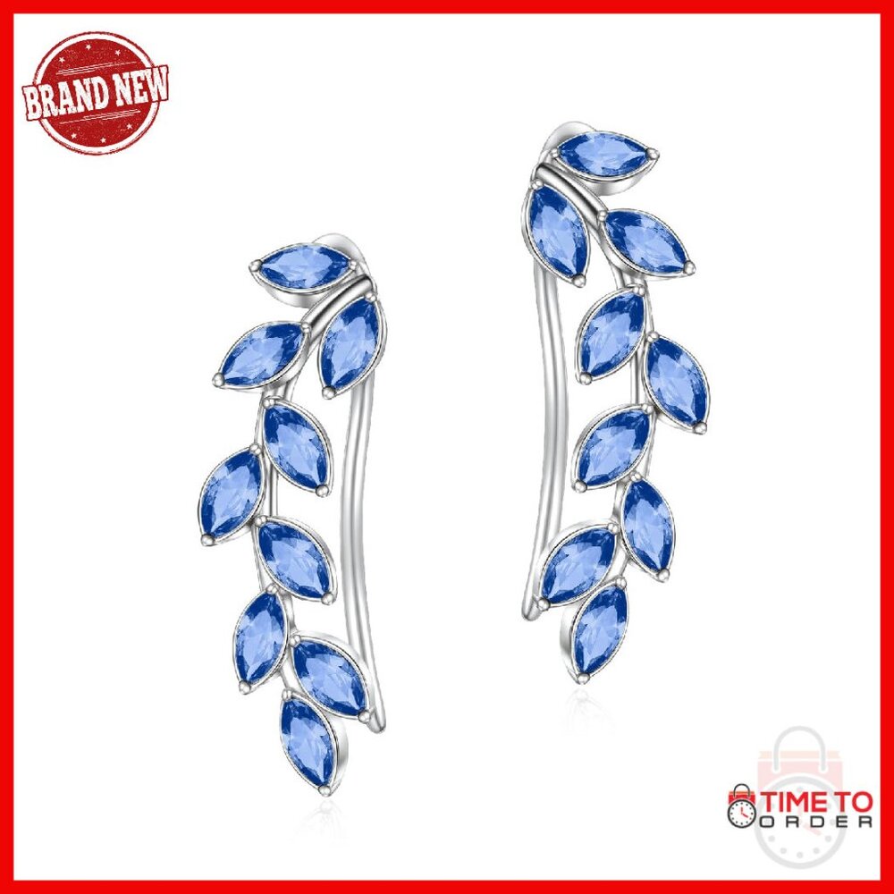 925 Sterling Silver Ear Crawlers With Austrian Crystals, Hypoallergenic